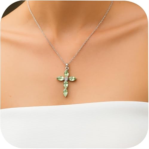 Dainty Silver Cross Necklace for Women Non Tarnish Long Chain Hypoallergenic Jewelry Adjustable Choker Pendant Necklace Mothers Day Gifts