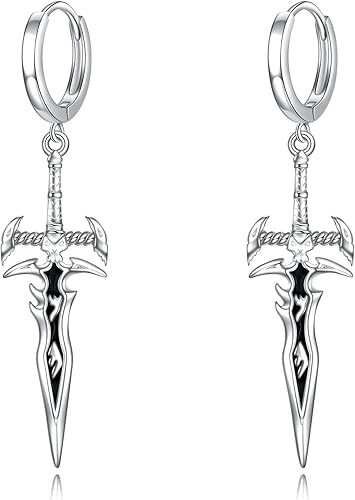 Sword Dangle Drop Earrings Knife Dangling Earrings Gothic Punk Grunge Jewelry for Women Men