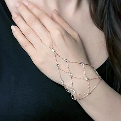 Hand Chain Bracelet Non Tarnish Dainty Rhinestones Jewelry Accessories Adjustable Mesh Finger Bracelet Forearm Nude for Women