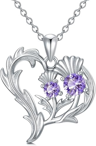 Scottish Thistle Jewelry Sterling Silver Scottish Thistle Scotland Flower Celtic Knot Pendant Necklaces Jewelry Valentine's Day Gifts for Women
