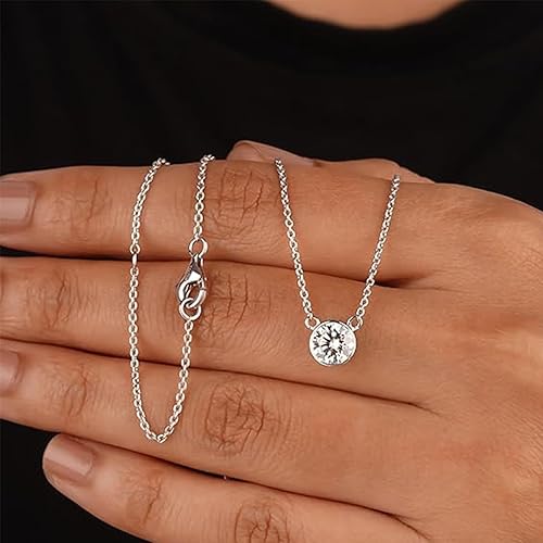 Dainty Choker Necklace for Women Elegant Non Tarnish Sexy Prom Jewelry Silver Cubic Zirconia Simulated Diamond Pendant Necklace for Women Rope Chain