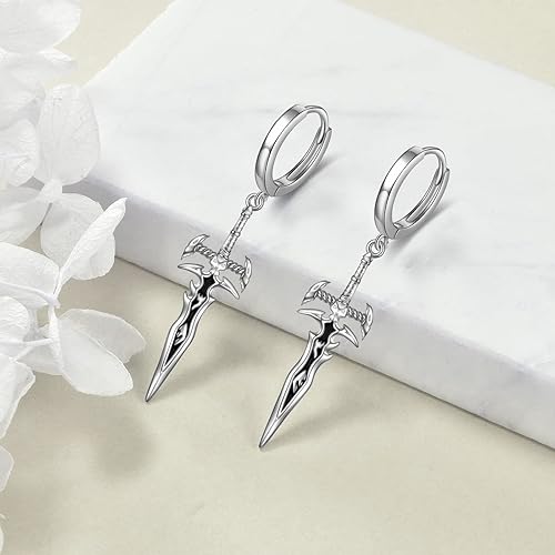Sword Dangle Drop Earrings Knife Dangling Earrings Gothic Punk Grunge Jewelry for Women Men