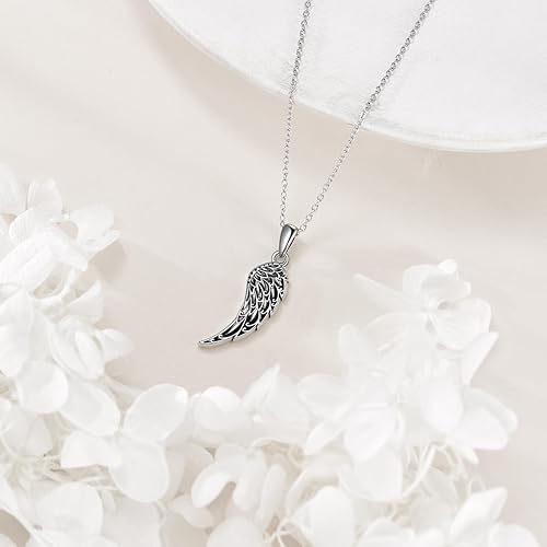 Angel Wing Necklace 925 Sterling Silver Guardian Angel Wing Pendant Necklace Wing Jewelry for Women Mother Christmas
