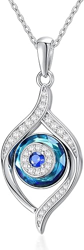 Evil Eye Necklace Sterling Silver Blue/Purple/White/Multi Eyes Pendant Necklace Luck Amulet Ojo Turco Jewelry Gift for Women Girls Daughter Mother