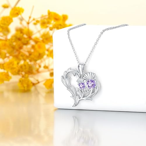 Scottish Thistle Jewelry Sterling Silver Scottish Thistle Scotland Flower Celtic Knot Pendant Necklaces Jewelry Valentine's Day Gifts for Women