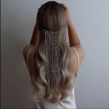 Vintage Rhinestone Silver Hair Comb For Women Decorative Prom Headband Boho Layered Tassel Crystal Hair Accessories Wedding Jewelry